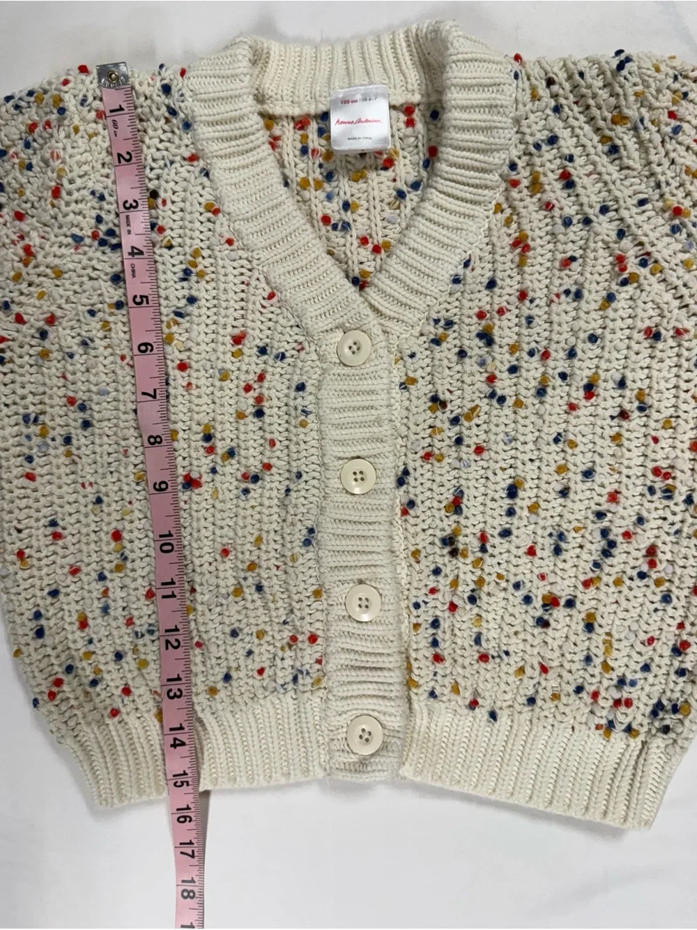Hanna Andersson Girls Confetti Knit Cardigan Sweater 120 6-7